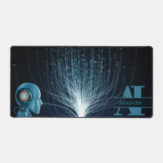 Modern indigo Artificial Intelligence Personalized Desk Mat