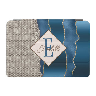 Modern Indigo Blue Agate Diamonds iPad Mini Cover