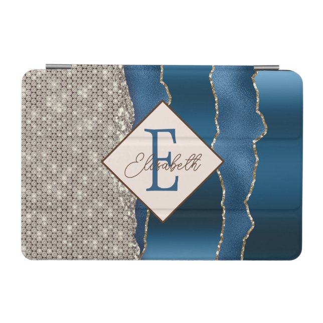 Modern Indigo Blue Agate Diamonds iPad Mini Cover (Horizontal)