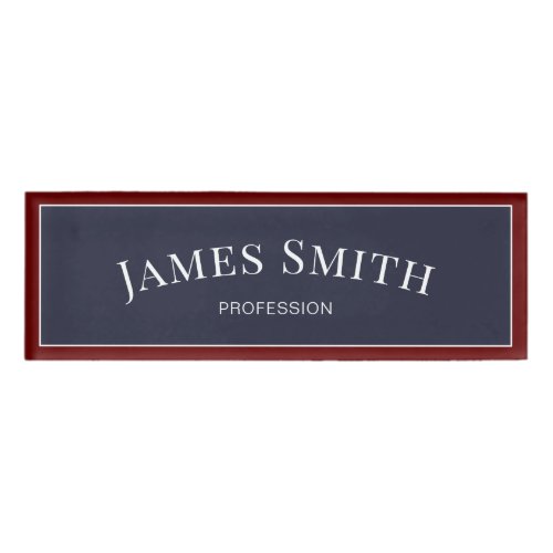 Modern Indigo Blue Luxury Gold Trendy Professional Name Tag