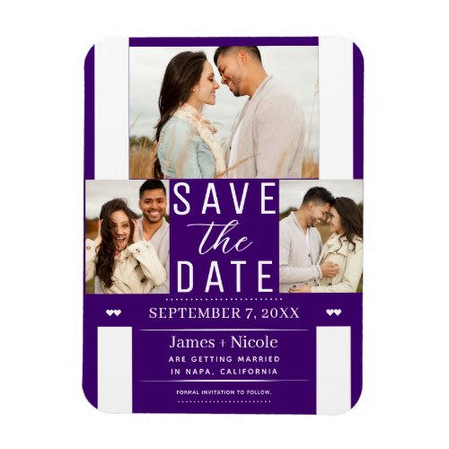 Modern Indigo Purple Save the Date Wedding Photo Magnet