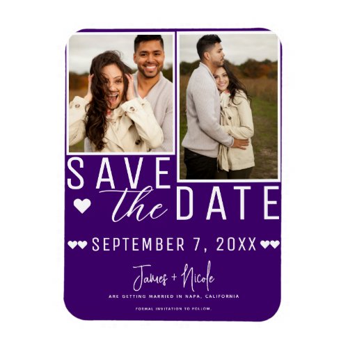 Modern Indigo Save the Date 2 Photo Wedding Magnet