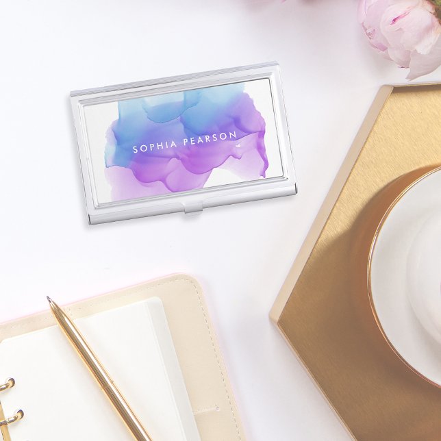 Modern Indigo Watercolor | Personalized Business Card Case (Creator Uploaded)