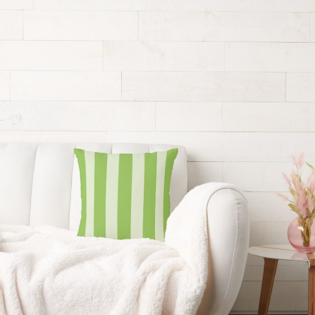 Modern Indoor/Outdoor Green Stripe Throw Pillow (Couch)