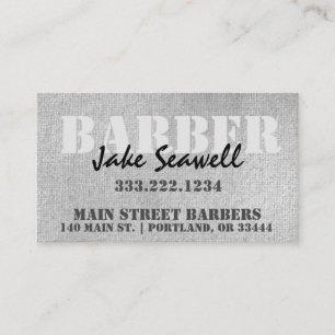 Modern Industrial Gray Barber   Business Card