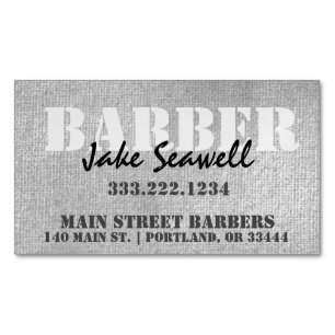 Modern Industrial Gray Barber Business Card Magnet