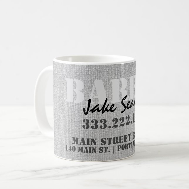 Modern Industrial Gray Barber Business Coffee Mug (Front Left)