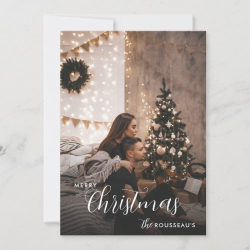 Modern Industrial Style Christmas Couple Photo Holiday Card
