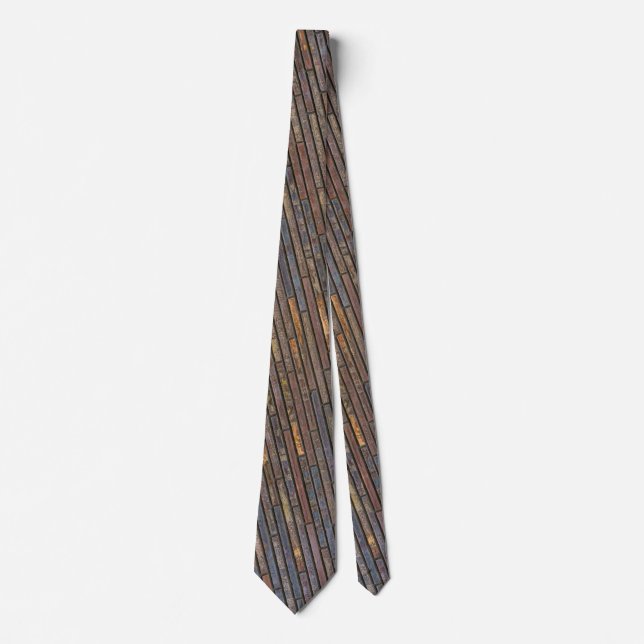 Modern Industrial Thin Brick Wall Pattern Neck Tie (Front)