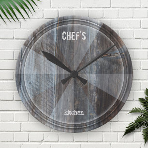 Modern Industrial Wood Cutting Board Wall Clock