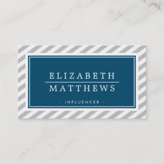 MODERN INFLUENCER stylish border gray navy white Business Card