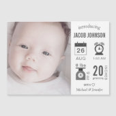 Modern Infographic Photo Birth Announcement (Front)