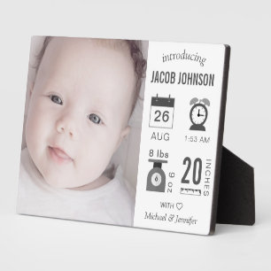 Modern Infographic Photo Birth Announcement Plaque