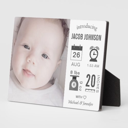 Modern Infographic Photo Birth Announcement Plaque