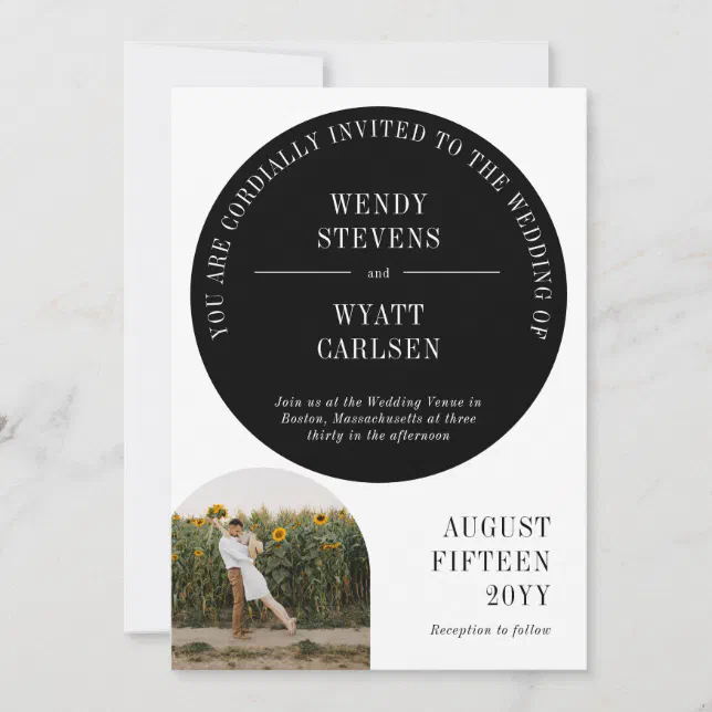 Modern Informal Arch Photo Wedding Invitation | Zazzle