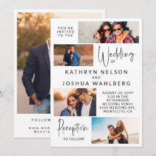 Modern Informal Typography Snapshots Wedding Invitation