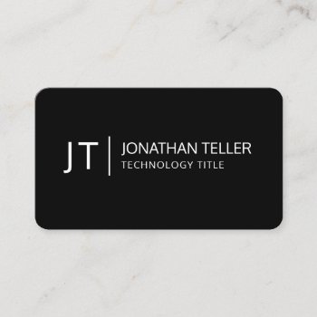 Modern Information Technology Professional Black Business Card by PersonOfInterest at Zazzle