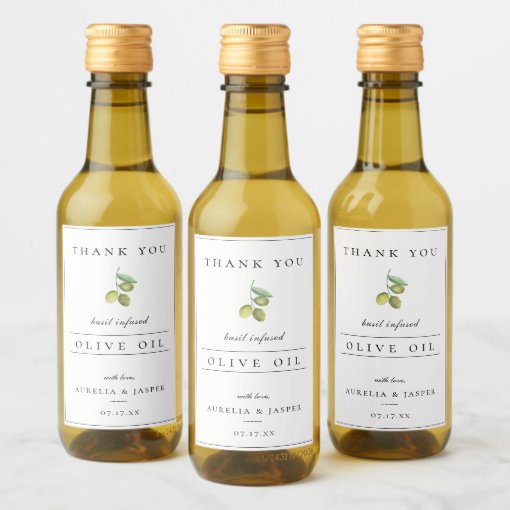 Modern Infused Olive Oil Thank You Label | Zazzle