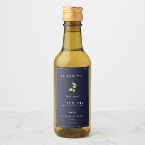 Modern Infused Olive Oil Thank You Label Blue