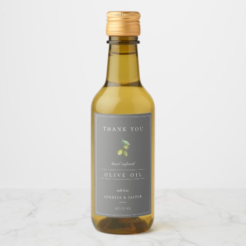 Modern Infused Olive Oil Thank You Label Grey
