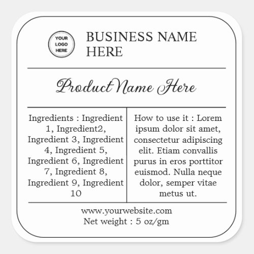 Modern Ingredients Instructions Product Label