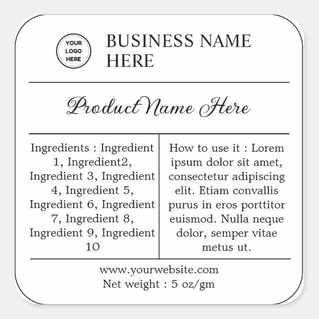 Modern Ingredients Instructions Product Label (Front)