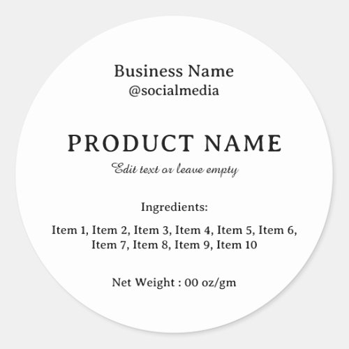Modern Ingredients Product Label