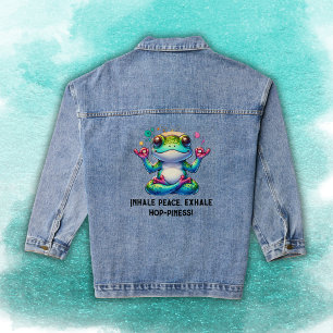 Modern Inhale Exhale Green Frog   Denim Jacket