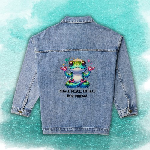 Modern Inhale Exhale Green Frog  Denim Jacket