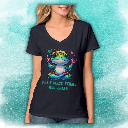 Modern Inhale Exhale Green Frog  T_Shirt