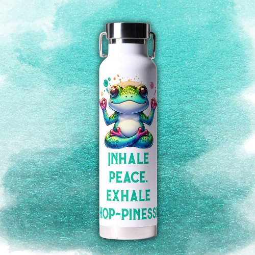 Modern Inhale Exhale Green Frog  Water Bottle