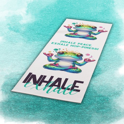 Modern Inhale Exhale Green Frog  Yoga Mat