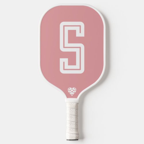 Modern Initial Blush Pink Pickleball Paddle