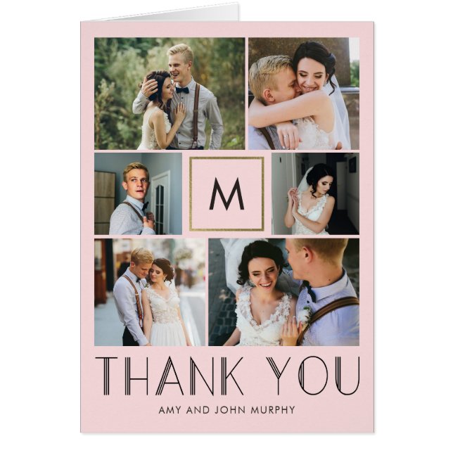 Modern Initial EDITABLE COLOR Thank You Card (Front)