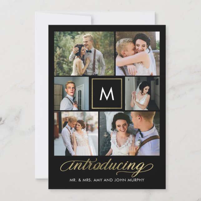 Modern Initial Editable Color Wedding Announcement (Front)