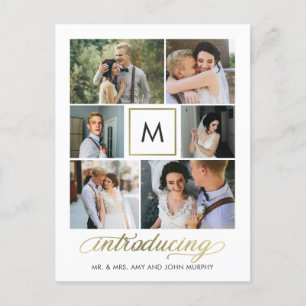 Modern Initial Editable Color Wedding Announcement Postcard