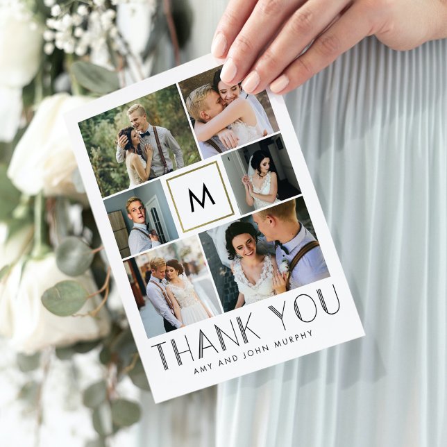 Modern Initial EDITABLE COLOR Wedding Thank You Card (Creator Uploaded)