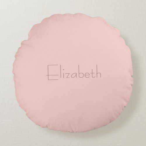 Modern Initial Elegant Blush Pink Name Letter Round Pillow