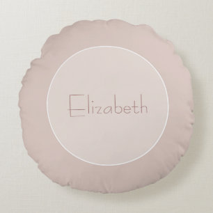 Modern Initial Elegant Name Letter Beige Plain Round Pillow