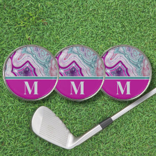 Modern Initial Feminine Pink Golf Ball Marker