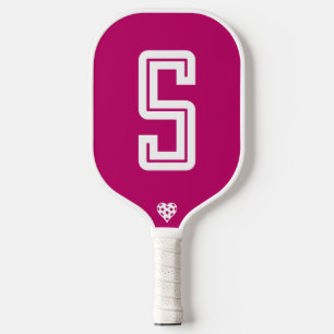 Modern Initial Hot Pink Pickleball Paddle