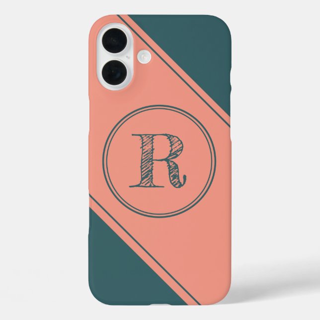 Modern Initial Letter Monogram Geometric Shapes Case-Mate iPhone Case (Back)