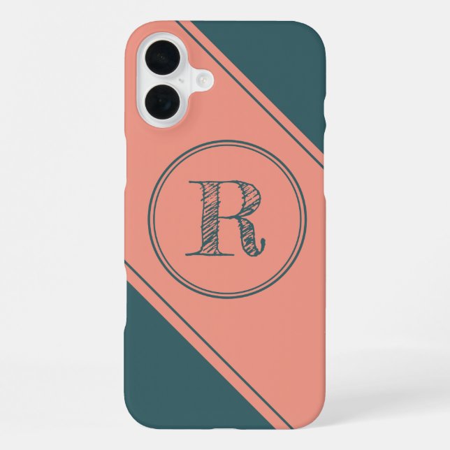 Modern Initial Letter Monogram Geometric Shapes Iphone Case (Back)