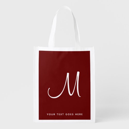 Modern Initial Letter Monogram Template Top Grocery Bag
