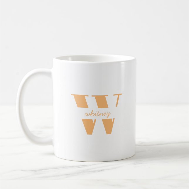 Modern Initial Letter Personalized  Monogram  Coffee Mug (Left)