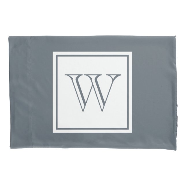 Modern Initial Letter White Square Pillow Case (Front)