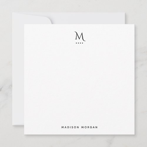 Modern Initial Letterpress Simple Black Note Card