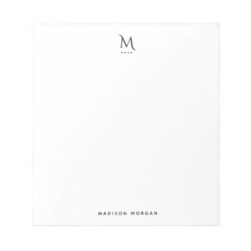 Modern Initial Letterpress Simple Black Notepad