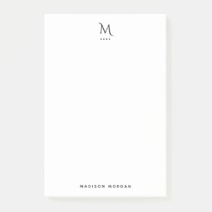 Modern Initial Letterpress Simple Black Post-it Notes