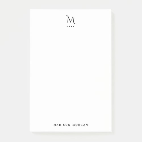 Modern Initial Letterpress Simple Black Post-it Notes